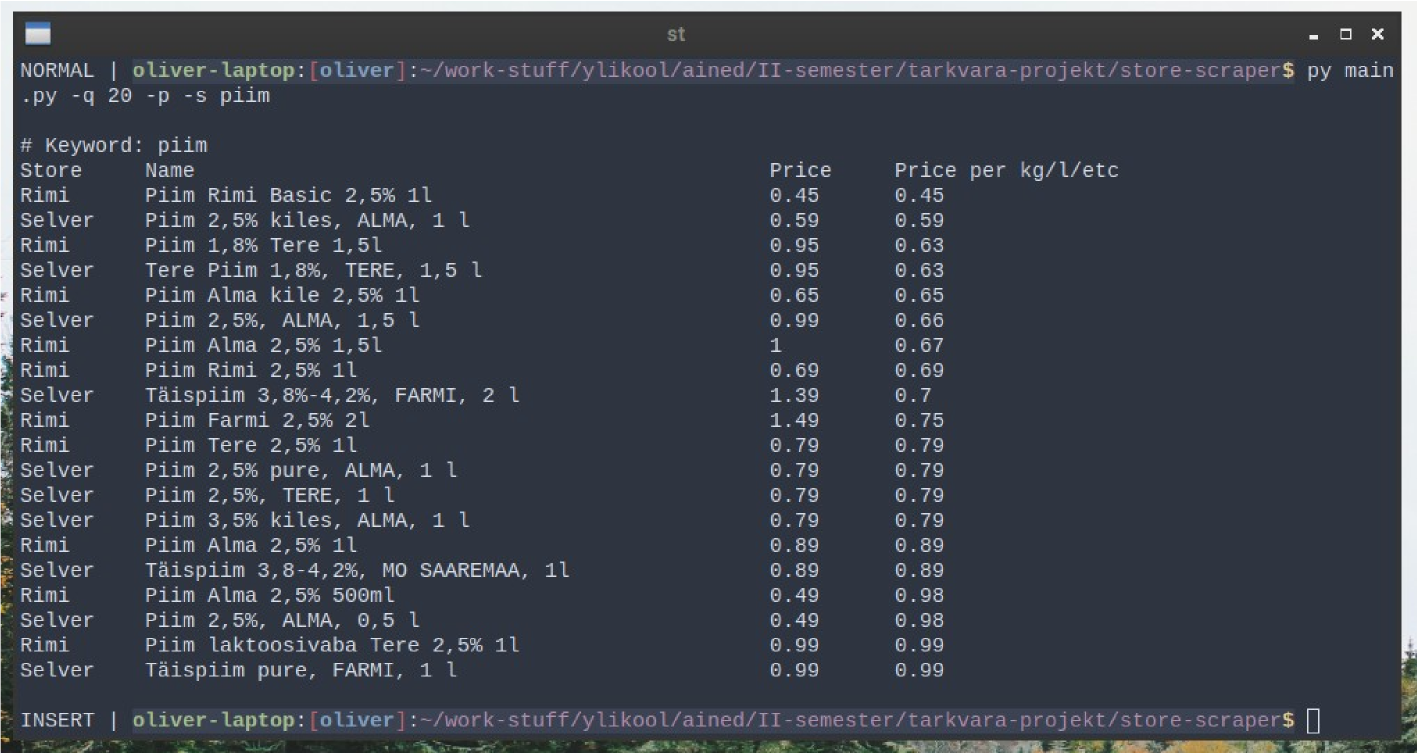Kuvatõmmis programmist vasjak